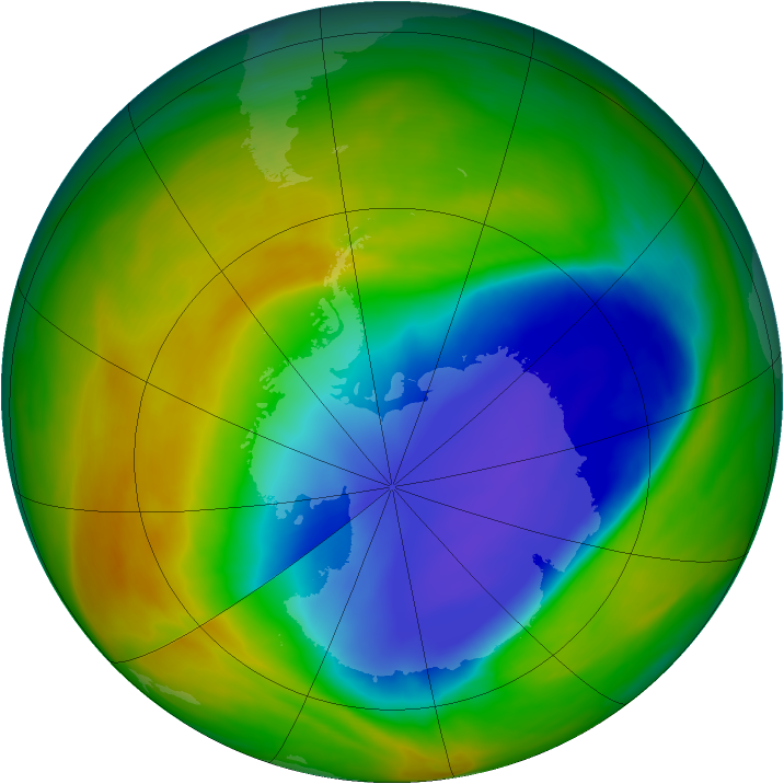 Antarctic ozone map for 27 October 2007